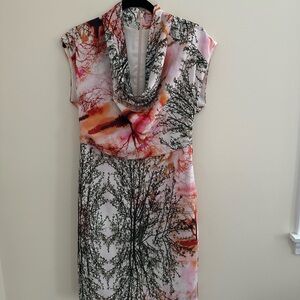 Ted Baker London Pink and Black Tree Print Dress